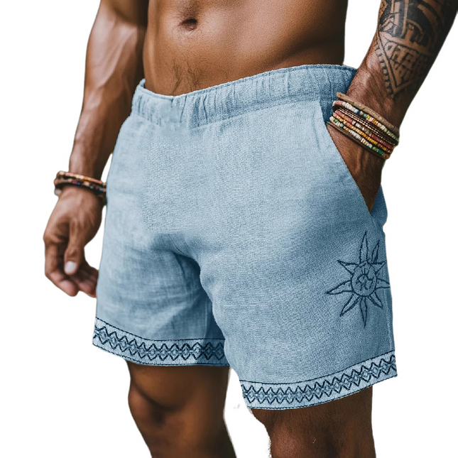Men's Elastic Waist Printed Casual Summer Shorts | Breathable Fabric | Vibrant Design | Comfortable Fit | Pockets | Ideal for Beach & City Outings