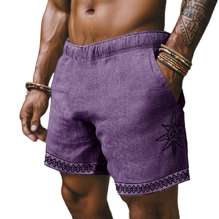 Men's Elastic Waist Printed Casual Summer Shorts | Breathable Fabric | Vibrant Design | Comfortable Fit | Pockets | Ideal for Beach & City Outings