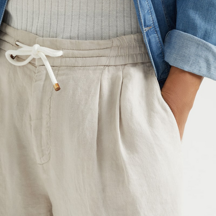 Men's Elastic Waist Shorts | Cotton Linen Blend | Comfortable Casual Fit | Breathable Lightweight Fabric | Adjustable Drawstring | Functional Pockets | Classic Style | Versatile Everyday Shorts