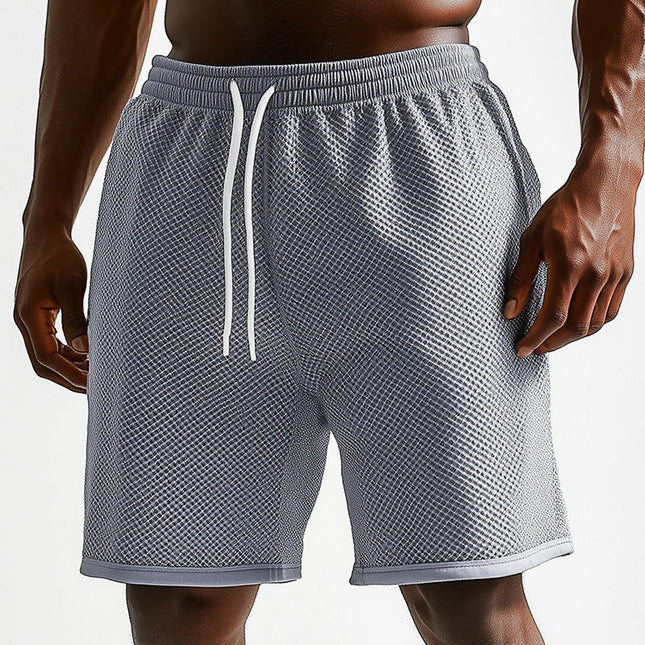 Men's Beach Shorts | Solid Color Mesh Fabric | Breathable Quick-Dry | Elastic Waist | Spring Fashion | Casual Summer Wear