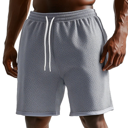 Men's Beach Shorts | Solid Color Mesh Fabric | Breathable Quick-Dry | Elastic Waist | Spring Fashion | Casual Summer Wear