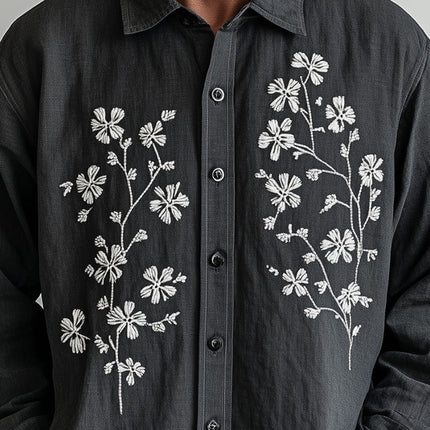 Men's Casual Shirt | Spring Fashion | Embroidered Long Sleeve | Premium Comfort | Breathable Fabric | Sophisticated Design | Versatile Style | Relaxed Fit | Perfect for Everyday | Ideal for Casual and Semi-Formal Occasions