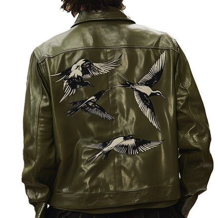 Men's Vintage Embroidered Leather Jacket | Spring Fashion | Premium Quality | Sophisticated Style | Classic Outerwear | Comfortable Fit | Unique Detailing | High-Grade Zippers | Luxurious Feel