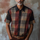 Men's Retro Plaid Short Sleeve Shirt | Spring Fashion | Vintage Style | Lightweight Breathable Fabric | Classic Button-Down Design | Comfortable Warm Weather Wear | Versatile Casual or Smart Outfit