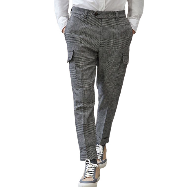 Men's Houndstooth Pattern Multi-Pocket Pants | Spring Fashion | Classic Casual Style | Comfortable Fit | Durable Fabric | Versatile Styling Options