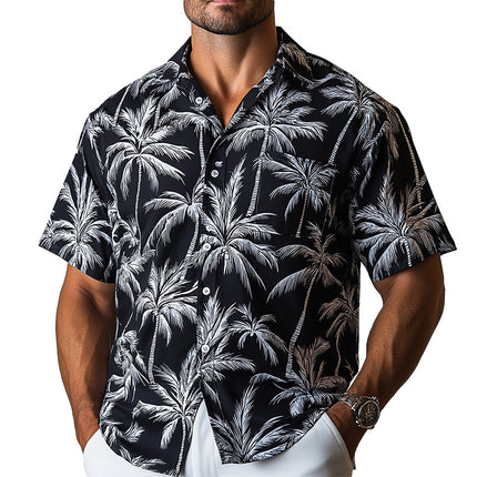 Men's Spring Cotton Linen Shirt | Short Sleeve | Printed Pattern | Casual & Breathable | Lightweight | Elegant Design | Comfortable Fit | Durable Construction | Versatile Wardrobe Essential