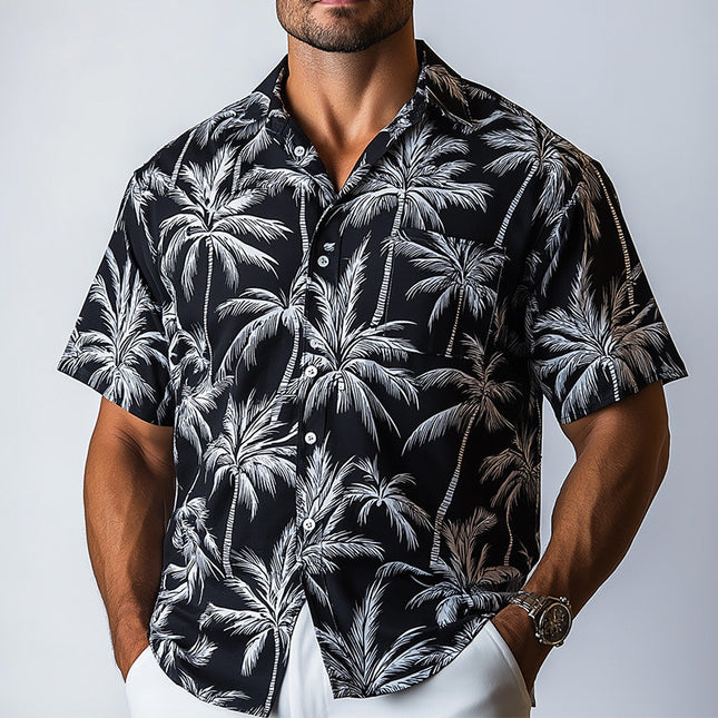 Men's Spring Cotton Linen Shirt | Short Sleeve | Printed Pattern | Casual & Breathable | Lightweight | Elegant Design | Comfortable Fit | Durable Construction | Versatile Wardrobe Essential