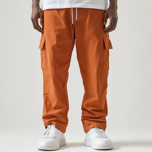Men's Casual Sports Pants | Spring Fashion | Solid Color | Cotton Linen Blend | Elastic Waist | Breathable Comfort | Versatile Style | Multiple Pockets | Modern Relaxed Fit | Perfect for Daily Wear