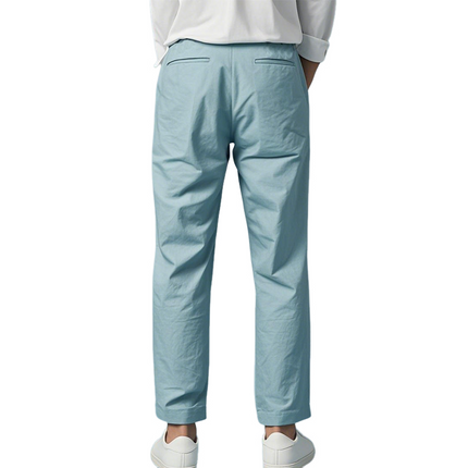 Men's Cotton Linen Pants | Elastic Waist | Spring Summer Fashion | Classic Casual Style | Lightweight Breathable Fabric | Comfortable Fit | Versatile Design | Essential Wardrobe Staple with Pockets