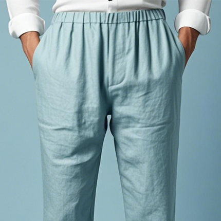 Men's Cotton Linen Pants | Elastic Waist | Spring Summer Fashion | Classic Casual Style | Lightweight Breathable Fabric | Comfortable Fit | Versatile Design | Essential Wardrobe Staple with Pockets