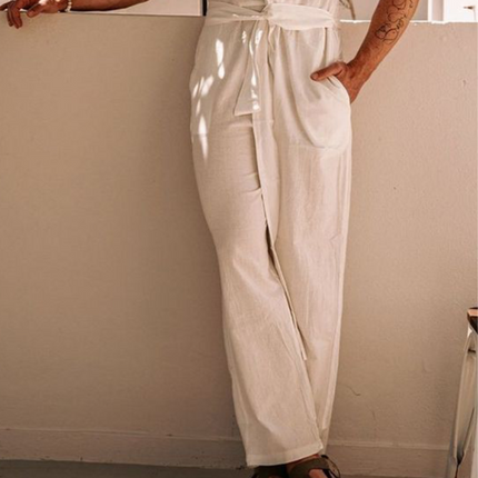 Men's Cotton Linen Jumpsuit | Summer Casual Vacation Style | Breathable Tank Top Design | With Belt | Functional Pockets | Easy Fit | Versatile Outfit for Warm Weather | Ideal for Beach Trips & Outings