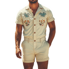 Men’s Embroidered Twill Cotton Jumpsuit | Summer Fashion | Western Style | Casual & Durable | Multiple Pockets | Breathable Fabric | Relaxed Fit | Elegant Patterns | Versatile Wear | Contemporary Men's Apparel