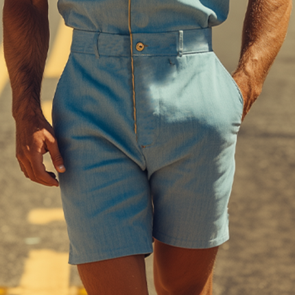 Men's Jumpsuit | Summer Style | Casual Western Design | Embroidered Ramie Fabric | Breathable Lightweight | Functional Pockets | Easy Wear | Modern Rustic Charm | Versatile Warm-Weather Apparel