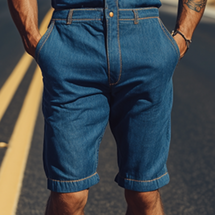 Men's Tencel Denim Jumpsuit | Casual Classic Western Style | Multi-Pocket Design | Relaxed Fit | Summer Apparel | Versatile Fashion One-Piece