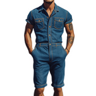 Men's Tencel Denim Jumpsuit | Casual Classic Western Style | Multi-Pocket Design | Relaxed Fit | Summer Apparel | Versatile Fashion One-Piece