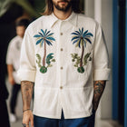 Men's Hawaiian Embroidered Long Sleeve Shirt | Breathable Cotton Blend | Spread Collar | Summer Beachwear | Casual & Smart-Casual Styles | Tropical Island Design | Sizes S-3XL | Comfortable Relaxed Fit
