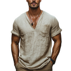 Men's Breathable Cotton Linen T-Shirt | Loose Fit V-Neck | Short Sleeve | Casual Summer Top