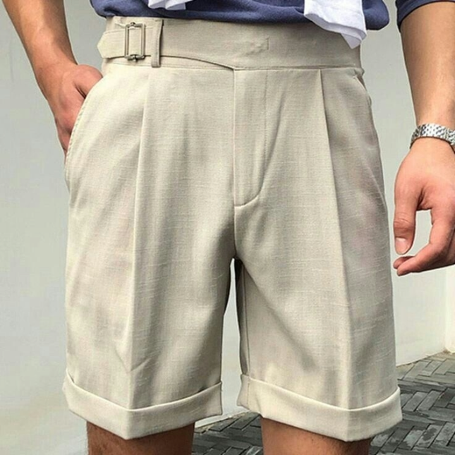 Men's Slim Fit Suit Shorts | Casual Breathable Cotton Linen | Crisp Finish | Elegant Design | Functional Pockets | Versatile Colors | Easy Care | Summer Wardrobe Essential