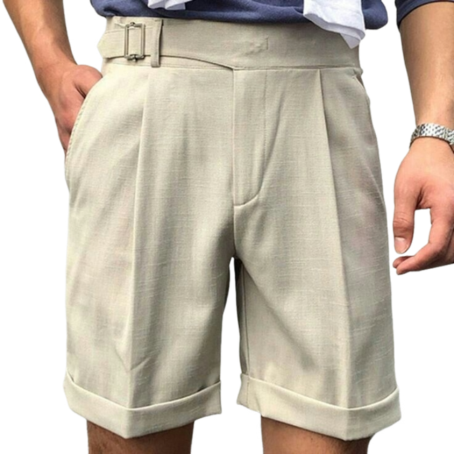 Men's Slim Fit Suit Shorts | Casual Breathable Cotton Linen | Crisp Finish | Elegant Design | Functional Pockets | Versatile Colors | Easy Care | Summer Wardrobe Essential