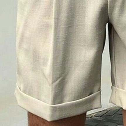 Men's Slim Fit Suit Shorts | Casual Breathable Cotton Linen | Crisp Finish | Elegant Design | Functional Pockets | Versatile Colors | Easy Care | Summer Wardrobe Essential