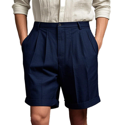 Men's Cotton Linen Casual Sports Shorts | Solid Color | Breathable & Durable | Side & Back Pockets | Versatile for Casual Outings & Sports | Stylish Simple Design | Comfortable Summer Apparel