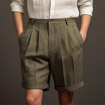 Men's Cotton Linen Casual Sports Shorts | Solid Color | Breathable & Durable | Side & Back Pockets | Versatile for Casual Outings & Sports | Stylish Simple Design | Comfortable Summer Apparel