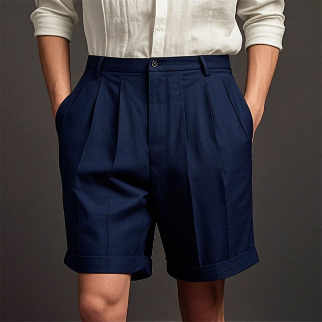 Men's Cotton Linen Casual Sports Shorts | Solid Color | Breathable & Durable | Side & Back Pockets | Versatile for Casual Outings & Sports | Stylish Simple Design | Comfortable Summer Apparel