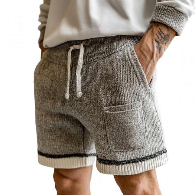 Men's Athletic Shorts | Contrast Knitted Design | Elastic Waist with Drawstring | High-Quality Breathable Fabric | Lightweight & Quick-Drying | Functional Pockets | Versatile for Gym, Running, Casual Wear