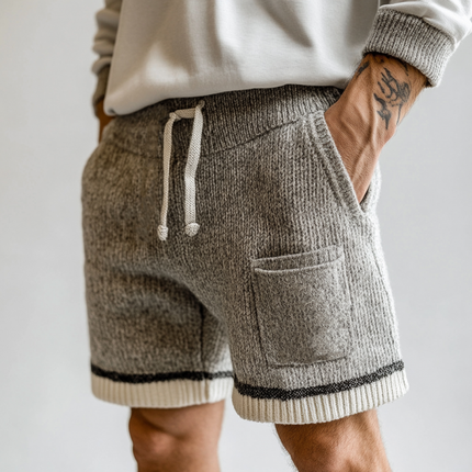 Men's Athletic Shorts | Contrast Knitted Design | Elastic Waist with Drawstring | High-Quality Breathable Fabric | Lightweight & Quick-Drying | Functional Pockets | Versatile for Gym, Running, Casual Wear