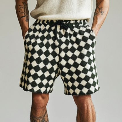 Men's Elastic Waist Shorts | Diamond Jacquard Knit | Stylish & Breathable | Premium Soft Fabric | Casual & Versatile | Functional Pockets | Adjustable Drawstring | Modern Design | Comfortable Summer Wear
