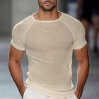 Men's Knitted Solid Color T-Shirt | Summer Short Sleeve Crew Neck | Lightweight Breathable Fabric | Casual Relaxed Fit | Available S-3XL | Multiple Colors | Machine Washable | Stylish Wardrobe Essential