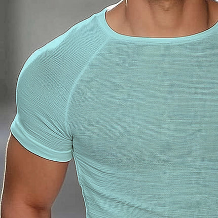 Men's Knitted Solid Color T-Shirt | Summer Short Sleeve Crew Neck | Lightweight Breathable Fabric | Casual Relaxed Fit | Available S-3XL | Multiple Colors | Machine Washable | Stylish Wardrobe Essential