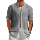 Men's Short Sleeve Shirt | Casual Stand Collar | Breathable Cotton Blend | Pleated Slim Fit Design | Stylish Men's Dress Shirt | S-XXL Sizes | Versatile & Comfortable | Ideal for Warm Weather & Events