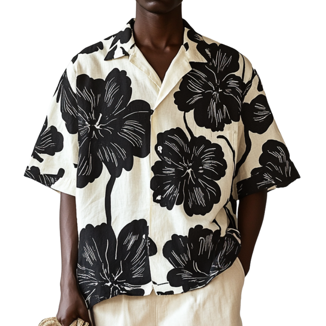 Men's Floral Print Short Sleeve Shirt | Vibrant Casual Loose Fit | Lapel Collar | Summer Breathable Fashion | Lightweight & Comfortable | Stylish & Eye-Catching | Versatile for Day & Night | MTA1468D8M
