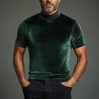 Men's Suede Slim Fit T-Shirt | Elegant Retro Style | Short Sleeve | Soft Luxurious Fabric | Versatile Casual or Semi-Formal | MTA1471D7P