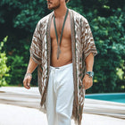 Men's Summer Shirt | Printed Tassel Design | Knee-Length | Buttonless | Relaxed Fit | Short Sleeves | Lightweight Breathable Fabric | S-3XL | Casual Festivals Beachwear | Unique Artistic Style