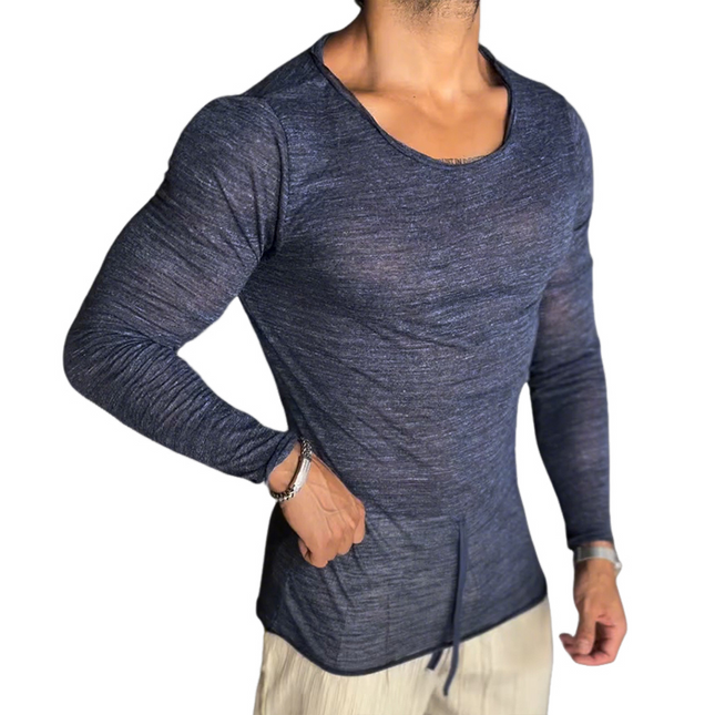 Men's Casual Stretch T-Shirt | Lightweight Long Sleeve | Round Neck | Versatile Everyday Wear | Moisture-Wicking | Breathable Material | Flexible Fit | Multiple Colors Available | Sizes S-3XL