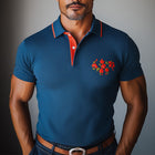 Men's Knitted Contrast Color Slim Fit Polo Shirt | Short Sleeve | Soft Breathable Fabric | Fashionable Casual Top