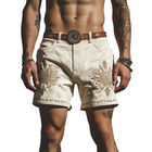 Men's Suede Embroidered Shorts | Retro Western Style | Spring Summer Fashion | Luxurious Material | Relaxed Fit | Versatile Styling | Casual Wear | No Belt | High-Quality Breathable Comfort