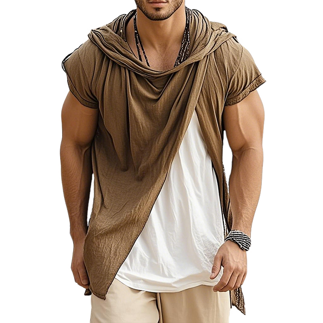 Men's Linen Hooded Shirt | Retro Casual Short Sleeve | Comfort Fit | Vintage Style | Summer Wardrobe Essential | Breathable Lightweight Material | Available in Sizes S to 3XL | Ideal for Casual Outings