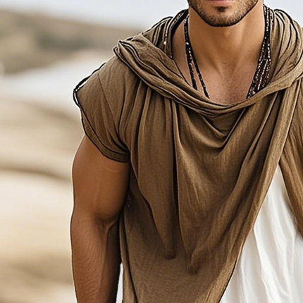 Men's Linen Hooded Shirt | Retro Casual Short Sleeve | Comfort Fit | Vintage Style | Summer Wardrobe Essential | Breathable Lightweight Material | Available in Sizes S to 3XL | Ideal for Casual Outings
