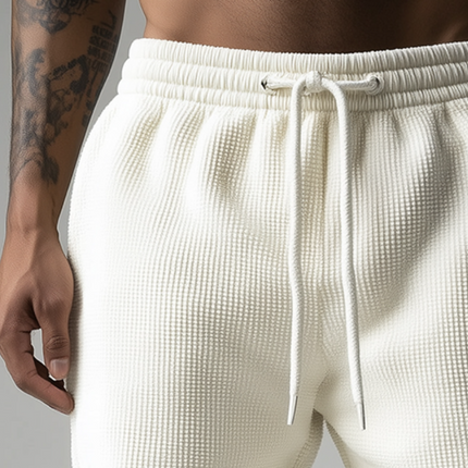 Men's Waffle Shorts | Casual Solid Color | Adjustable Drawstring Waist | Lightweight Breathable Fabric | Comfortable Fit Above Knee | Versatile Summer Essential | Sizes S-3XL | Perfect for Relaxing or Outings