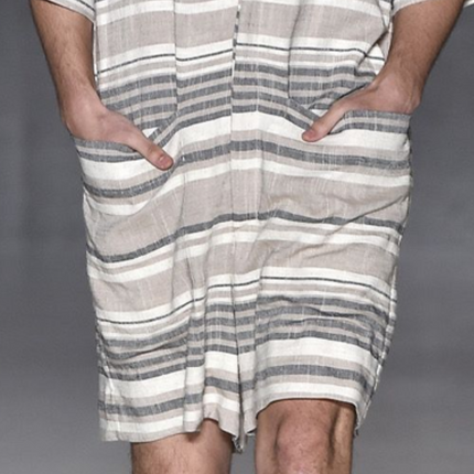 Men's Jumpsuit | Summer Fashion | Casual Loose Fit | Deep V-Neck | Cotton Linen Blend | Striped Pattern | Breathable Lightweight | Beachwear | Everyday Comfort | Functional Pockets
