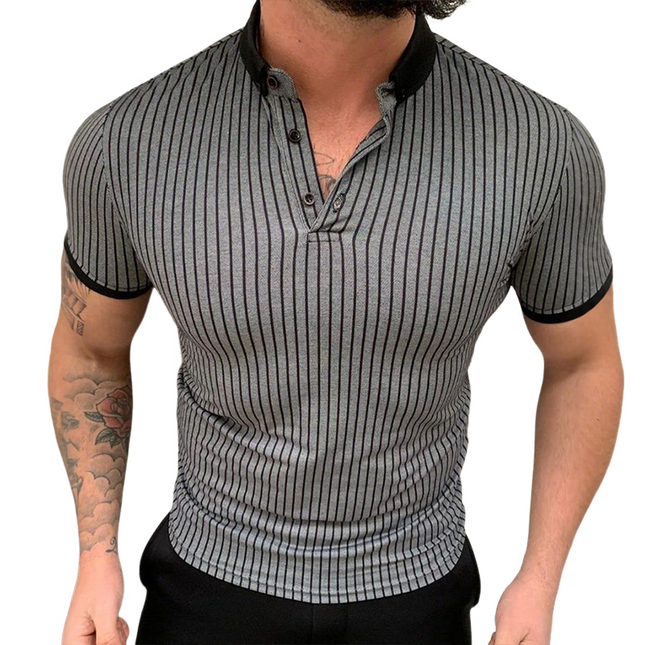 Men's Striped Polo Shirt | Short Sleeve | Retro Casual Style | Classic Collar | Breathable Cotton Blend | Sizes S-3XL | Comfortable Relaxed Fit | Modern Fashion | Versatile Men's Top