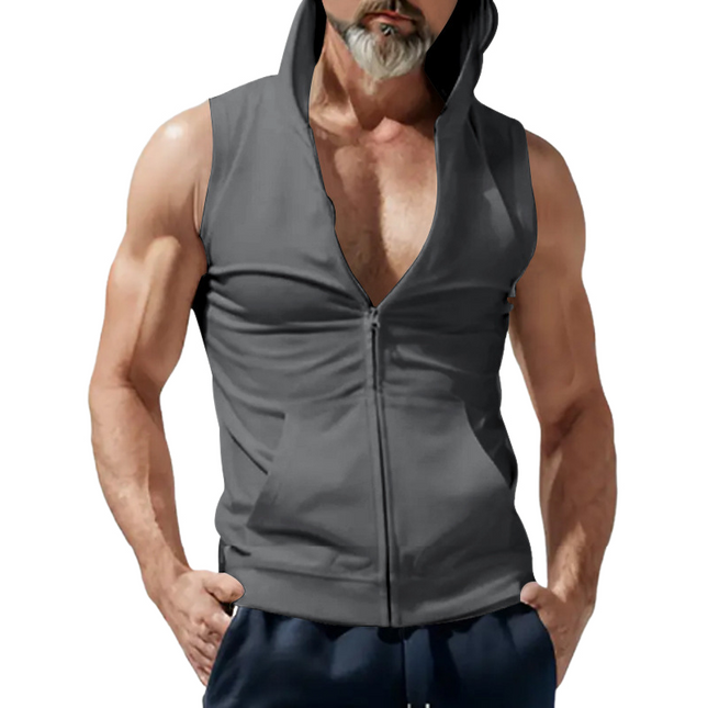 Men's Sleeveless Hoodie | Casual Solid Color | Breathable Fabric | Relaxed Fit | High-Quality Material | Versatile Layering | Stylish & Comfortable | Perfect for Warm Weather & Layering