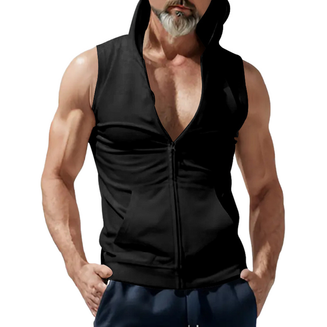 Men's Sleeveless Hoodie | Casual Solid Color | Breathable Fabric | Relaxed Fit | High-Quality Material | Versatile Layering | Stylish & Comfortable | Perfect for Warm Weather & Layering