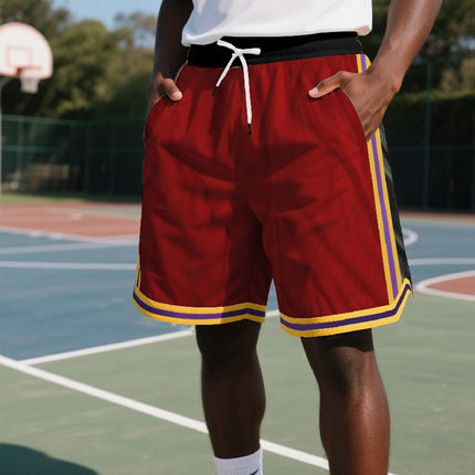 Men's Athletic Shorts | Contrast Color Design | Elastic Waistband | Breathable Fabric | Durable Construction | Ideal for Sports & Casual Wear | Enhance Performance & Style | Versatile Pairing Options