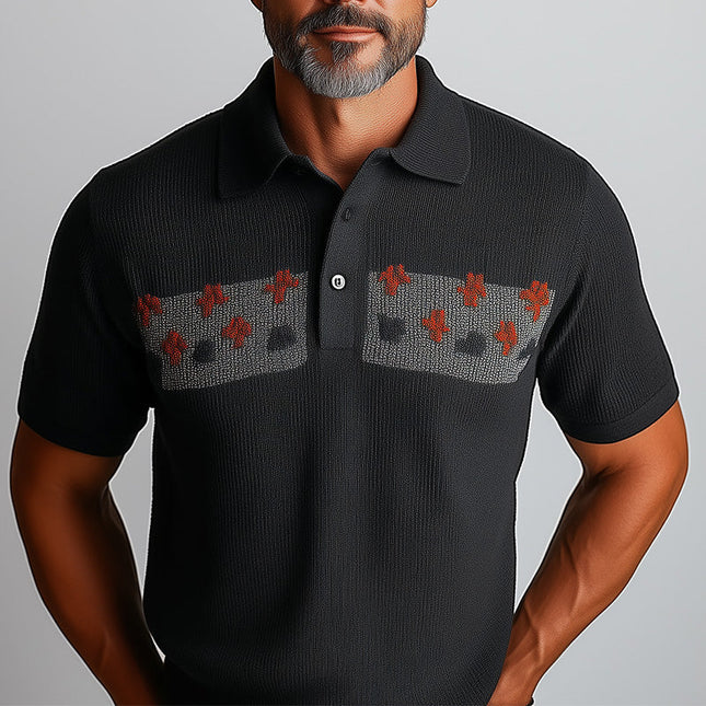 Men's Slim Fit Short Sleeve Polo | Knitted Jacquard Design | Fashionable Breathable Wear | High-Quality Fabric | Stylish Polo Shirt