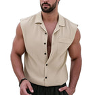 Men's Sleeveless Tank Top | Lapel Collar | Solid Color | Casual Wear | Breathable Fabric | Modern Fit