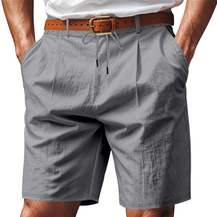 Men's Solid Color Casual Shorts | Breathable Fabric | Tailored Modern Fit | Knee-Length | Versatile Design | Side & Back Pockets | Light Green